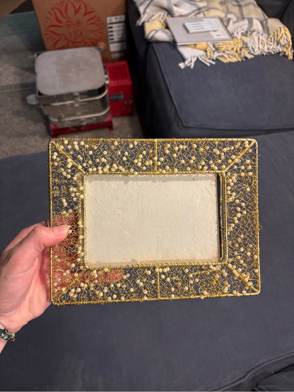 Gold Beaded Decorative Photo Frame - Elegant Home Accent